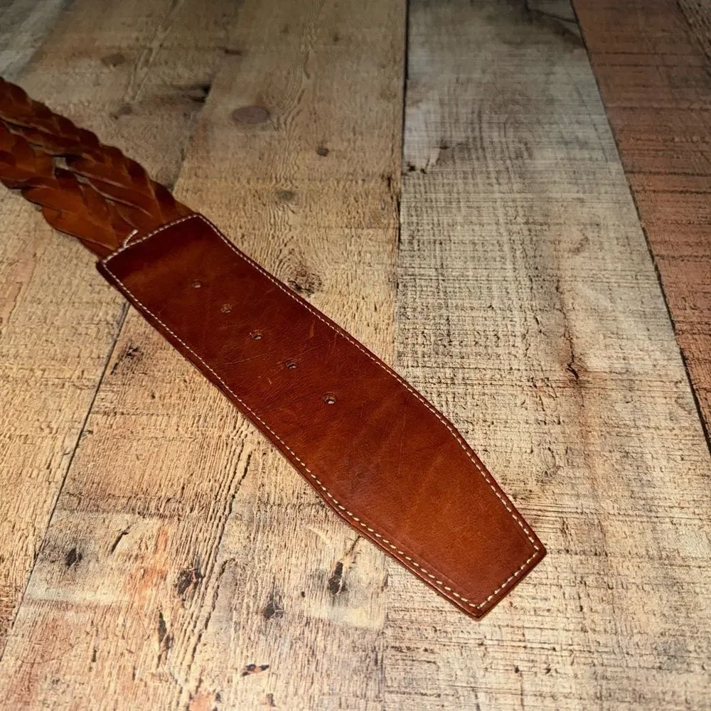 Harold’s Brown Leather double Braided wide Belt Size M